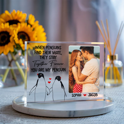 Personalized “You Are My Penguin” Acrylic Block – Custom Couple Photo Gift, Cute Love Keepsake for Valentine's Day, Anniversary, or Engagement