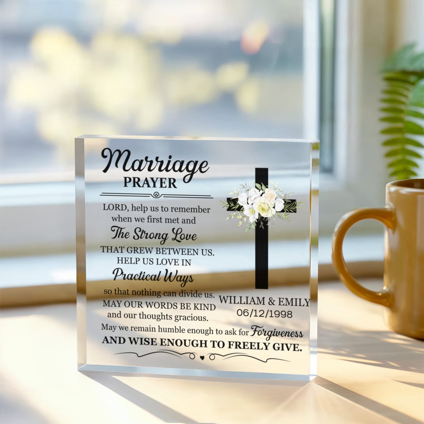 Personalized Marriage Prayer Acrylic Block – Custom Wedding Gift, Wedding Prayer Keepsake, Marriage Blessing for Couples