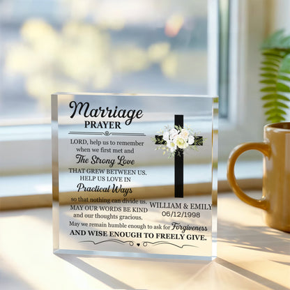 Personalized Marriage Prayer Acrylic Block – Custom Wedding Gift, Wedding Prayer Keepsake, Marriage Blessing for Couples