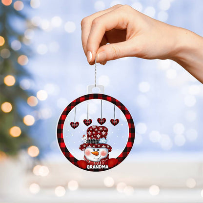 Personalized Grandma Ornament with 8 Names – Custom Family Christmas Ornament | Snowman Plaid Holiday Decoration 2025