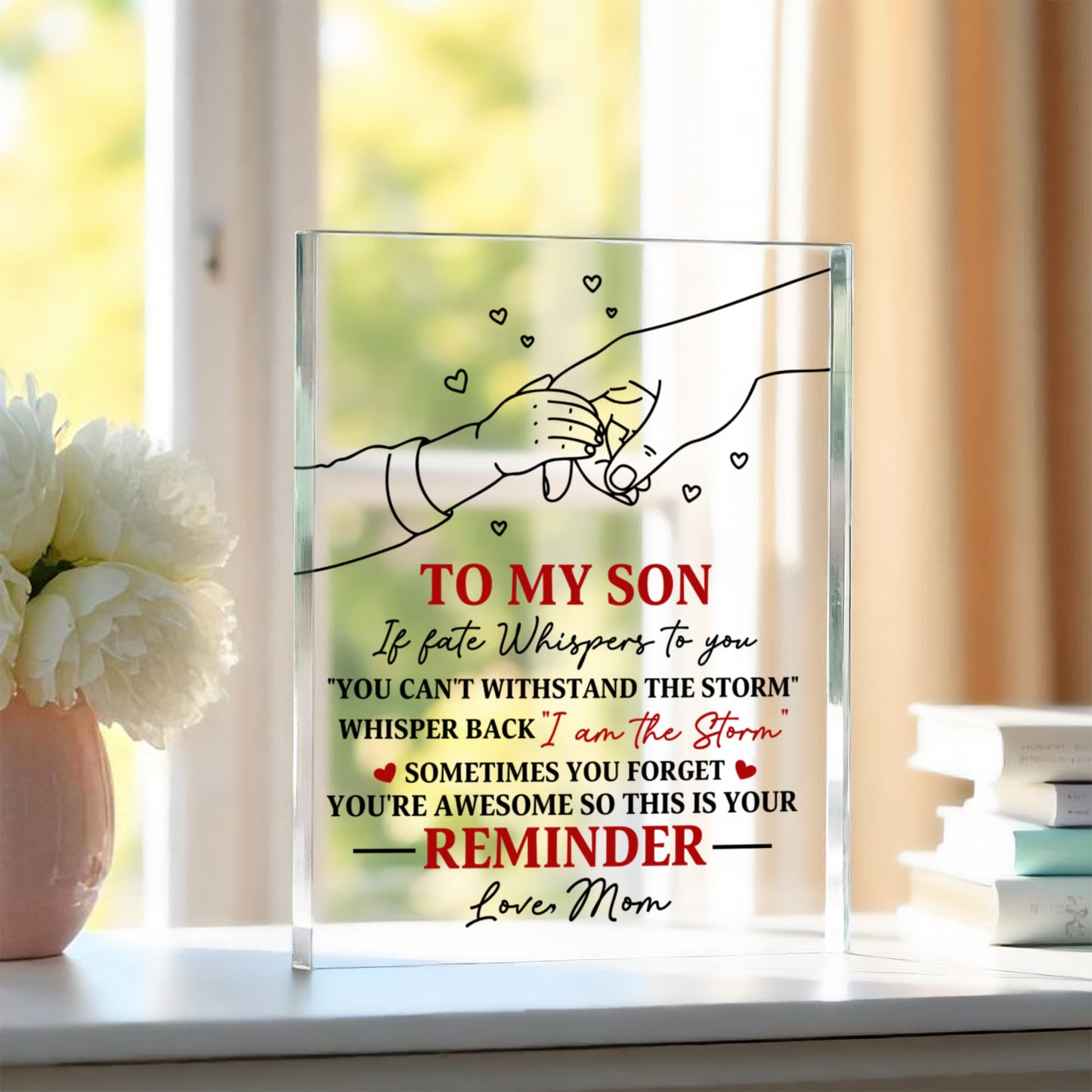 Personalized “To My Son” Acrylic Block – Motivational Gift from Mom, Custom Inspirational Keepsake for Son