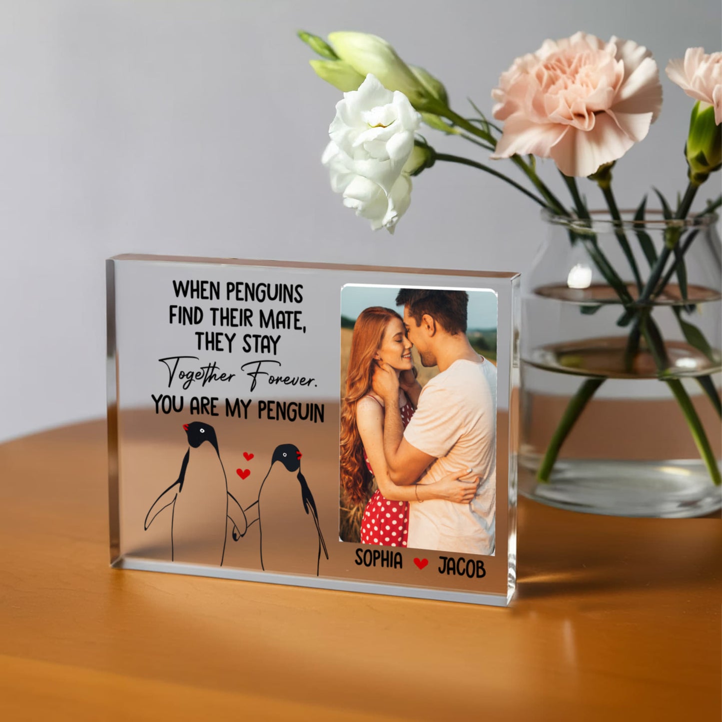 Personalized “You Are My Penguin” Acrylic Block – Custom Couple Photo Gift, Cute Love Keepsake for Valentine's Day, Anniversary, or Engagement