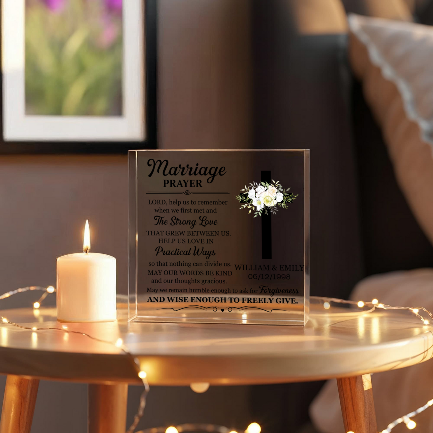 Personalized Marriage Prayer Acrylic Block – Custom Wedding Gift, Wedding Prayer Keepsake, Marriage Blessing for Couples