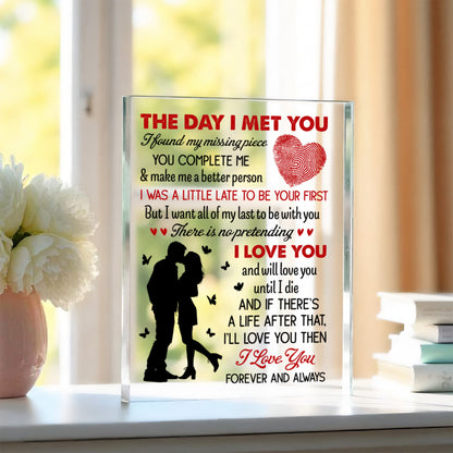 Personalized "The Day I Met You" Acrylic Block – Custom Couple Photo Gift, Romantic Keepsake for Anniversary or Valentine’s Day