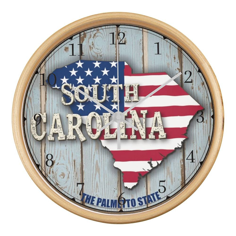 Palmetto State-South Carolina-Wooden Frame 10inch Wall Clock