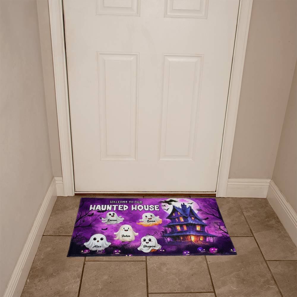 Welcome to Our Haunted House: A Spooky Family Greeting Mat !
