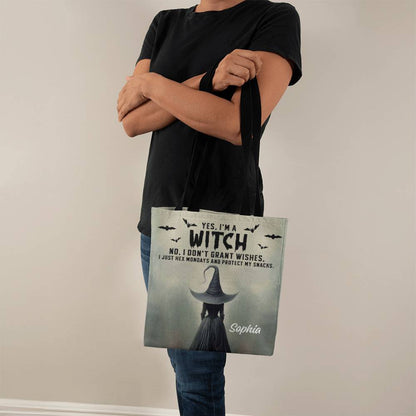 Personalized Witch Tote Bag – Custom Name Halloween Gothic Tote with Funny Quote !
