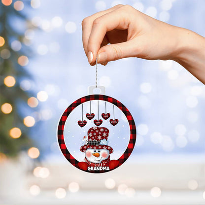 Personalized Grandma Ornament with 8 Names – Custom Family Christmas Ornament | Snowman Plaid Holiday Decoration 2025