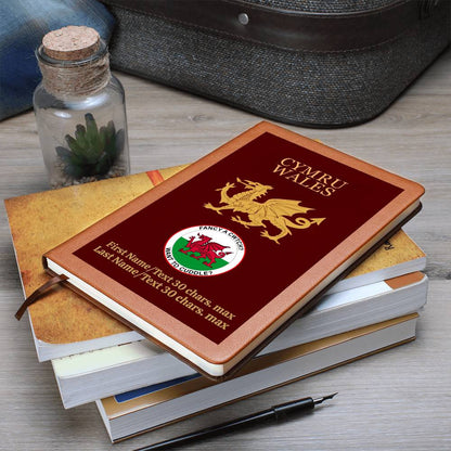 BURGUNDY Personalized Vegan Leather Graphic Journal-CYMRU-WALES JOURNAL