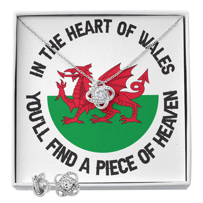 Love Knot Necklace And Earrings Set, In The Heart Of Wales, Welsh Gifts - YERTIZZ.COM