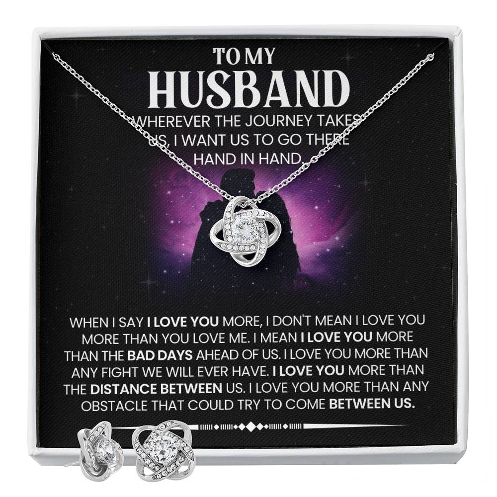 Love Knot Necklace Earring Set, To My Husband, Valentine's Day - YERTIZZ.COM