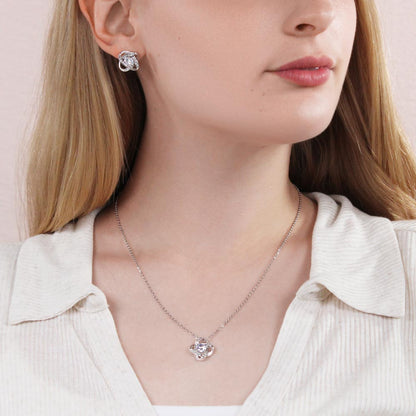 Love Knot Necklace Earring Set, To My Beautiful Girlfriend, I Love You, Valentine's Day - YERTIZZ.COM