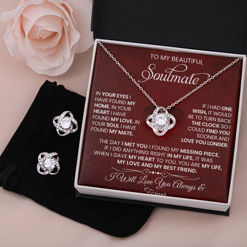 Love Knot Necklace Earring Set, To My Soulmate, Valentine's Day - YERTIZZ.COM