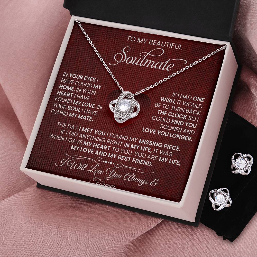 Love Knot Necklace Earring Set, To My Soulmate, Valentine's Day - YERTIZZ.COM