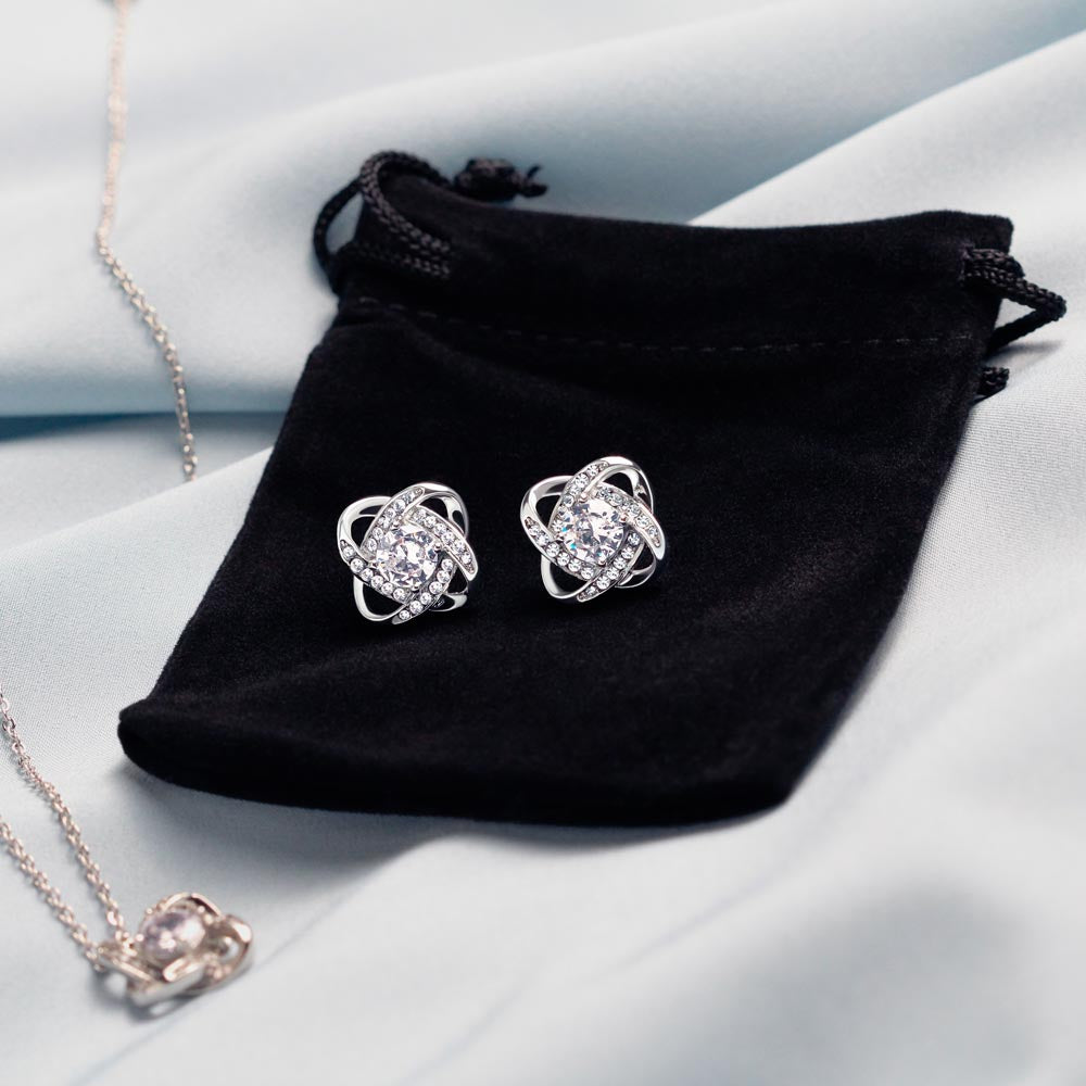 Love Knot Necklace Earring Set, To My Girlfriend, I Love You More And More, Valentine's Day - YERTIZZ.COM