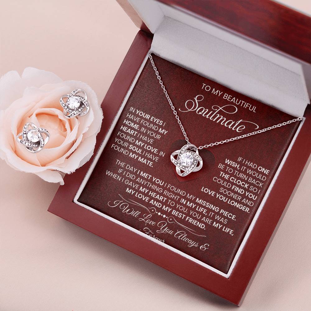 Love Knot Necklace Earring Set, To My Soulmate, Valentine's Day - YERTIZZ.COM