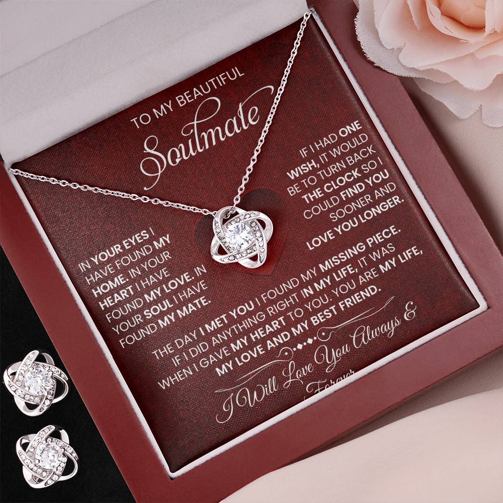 Love Knot Necklace Earring Set, To My Soulmate, Valentine's Day - YERTIZZ.COM