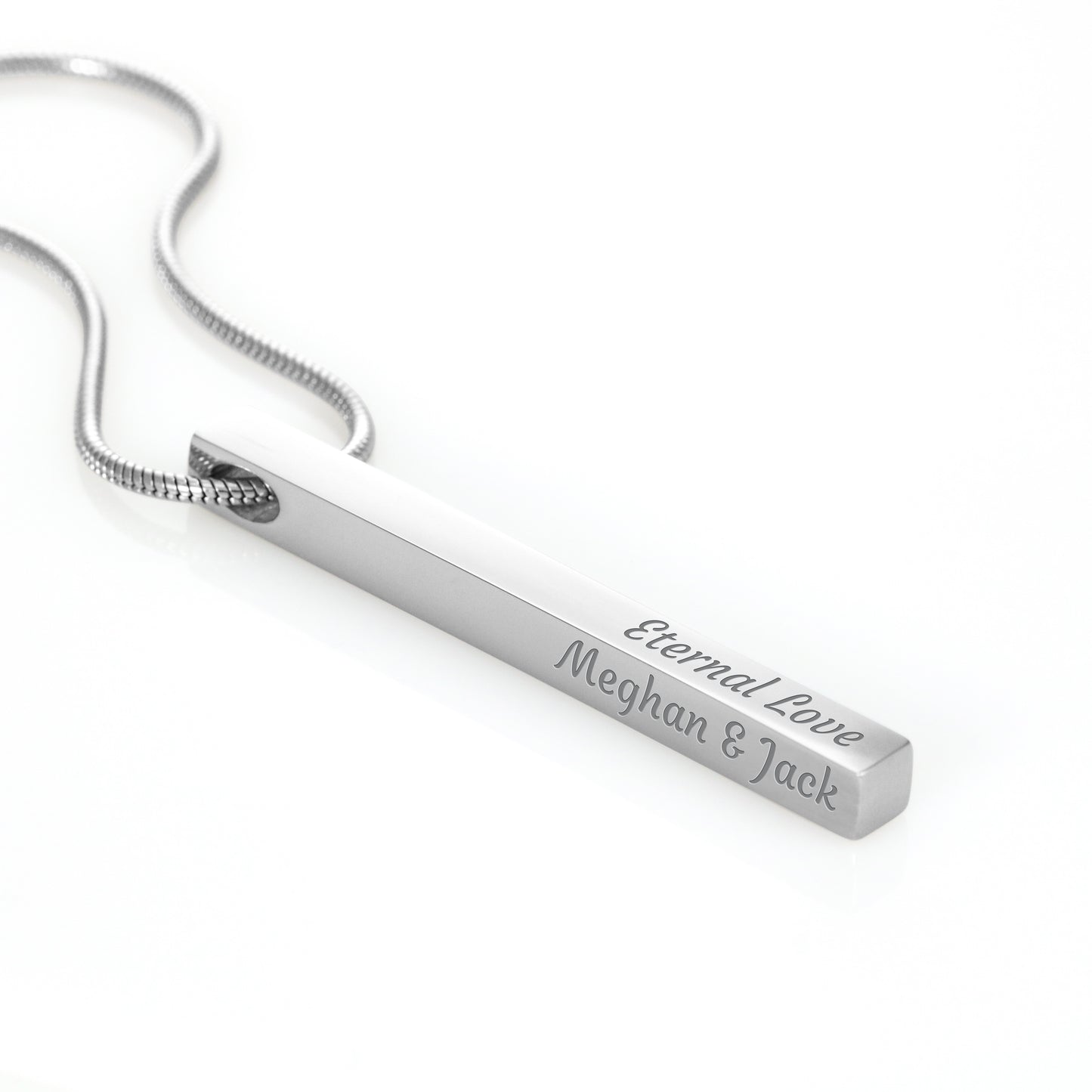 Engraved 4-sided stick necklace