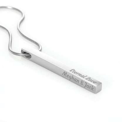 Engraved 4-sided stick necklace