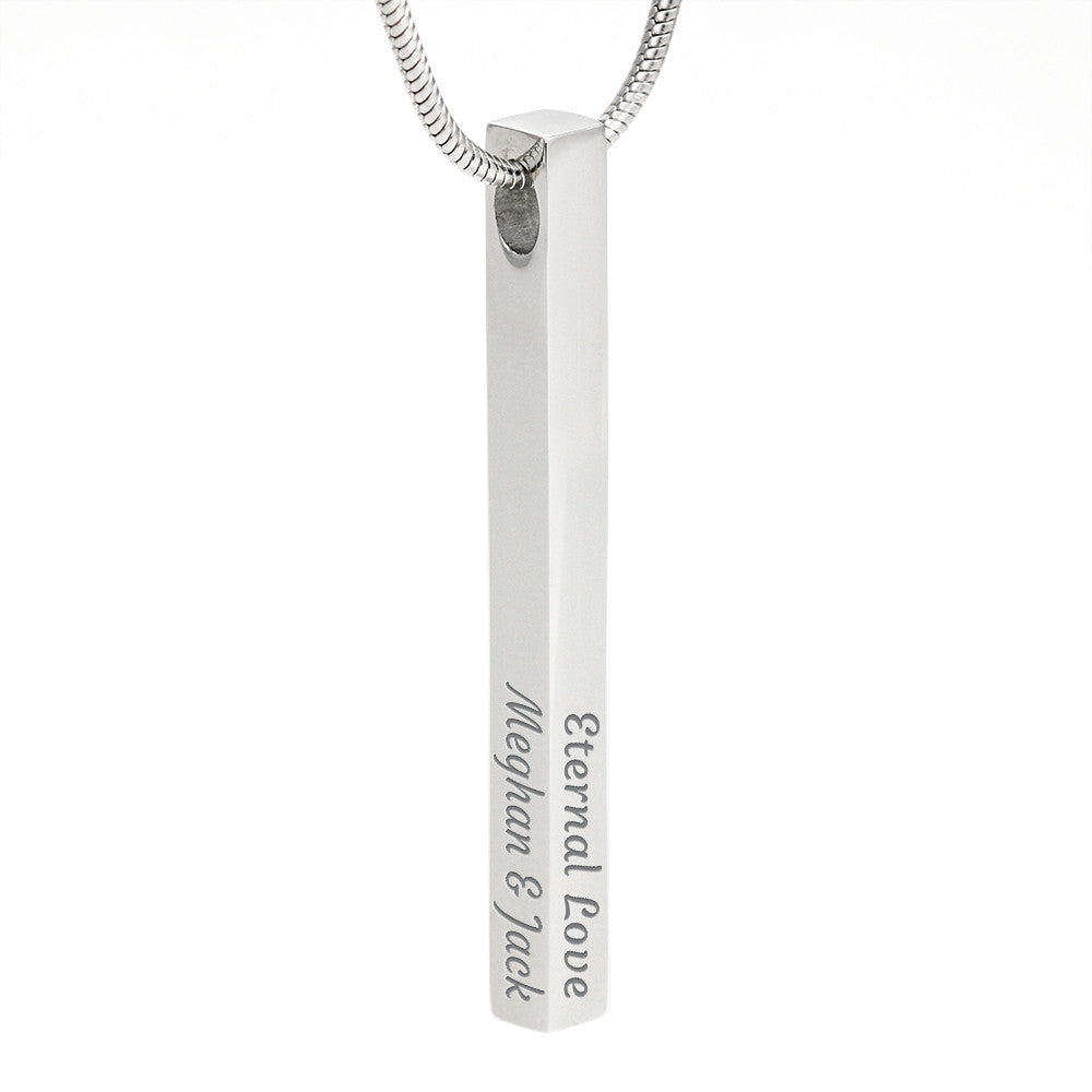 Engraved 4-sided stick necklace