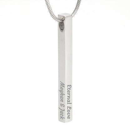 Engraved 4-sided stick necklace