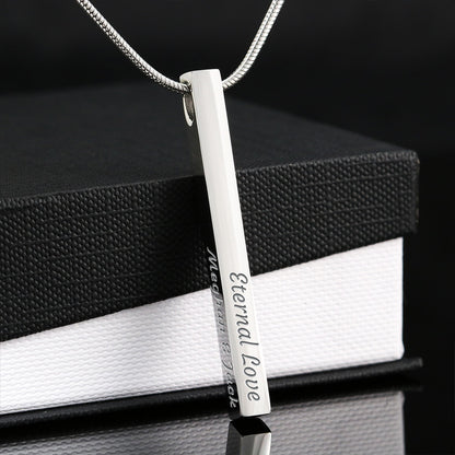 Engraved 4-sided stick necklace