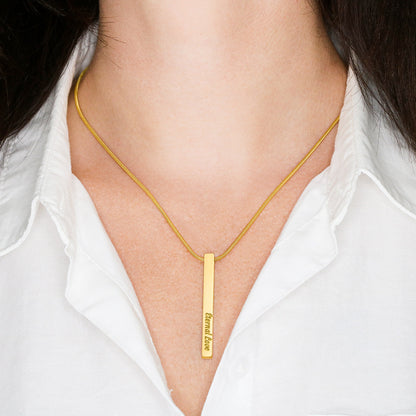 Engraved 4-sided stick necklace