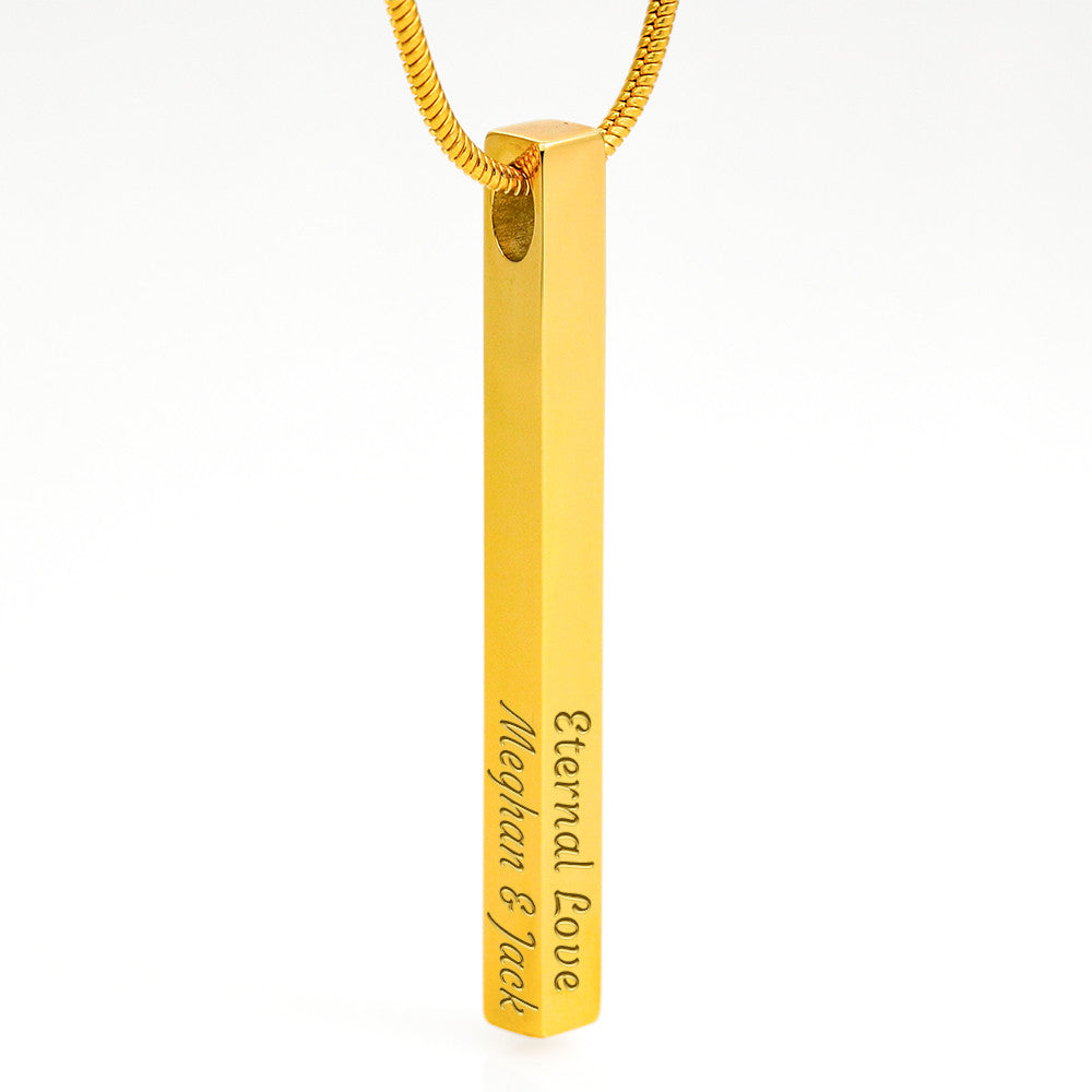 Engraved 4-sided stick necklace