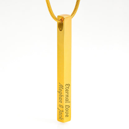 Engraved 4-sided stick necklace
