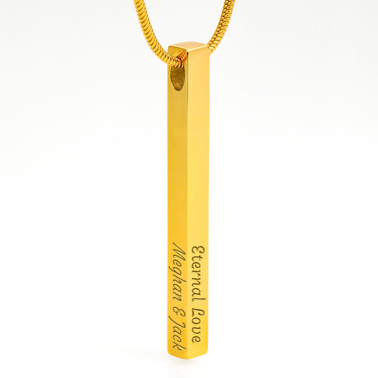 Engraved 4-sided stick necklace