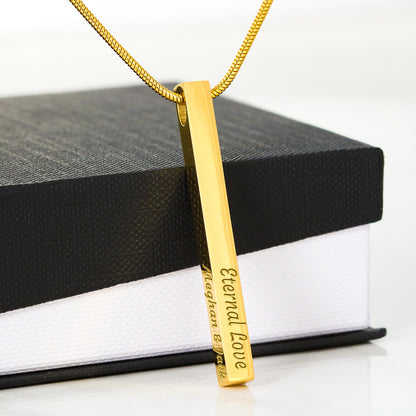Engraved 4-sided stick necklace
