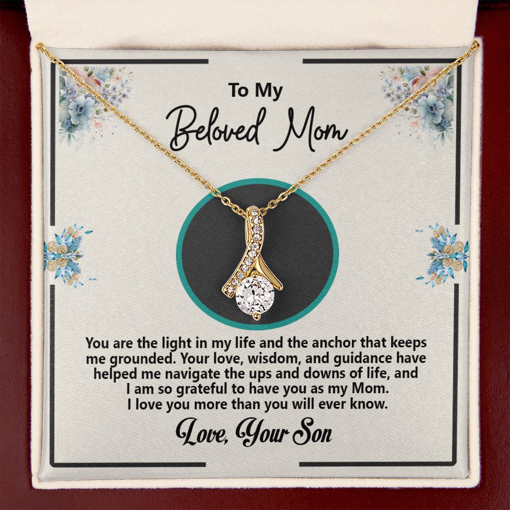 To My Beloved Mom, Love Your Son, Alluring Beauty Necklace - YERTIZZ.COM