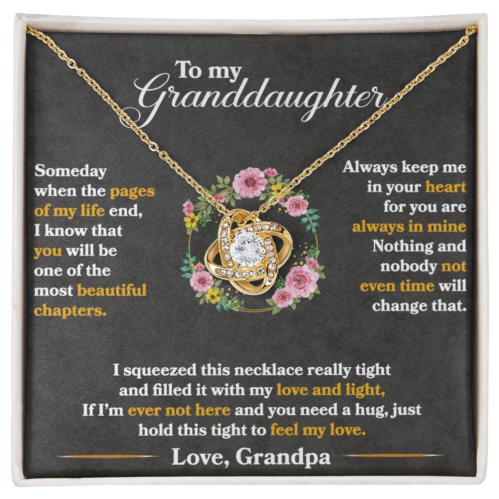 To My Granddaughter, Hold This Tight To Feel My Love -Love Knot Necklace - YERTIZZ.COM