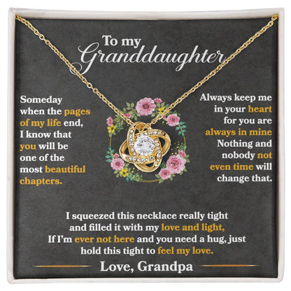 To My Granddaughter, Hold This Tight To Feel My Love -Love Knot Necklace - YERTIZZ.COM