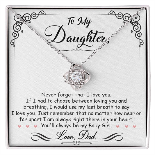 To My Daughter, I_m Always Right Here In Your Heart -Love Knot Necklace - YERTIZZ.COM