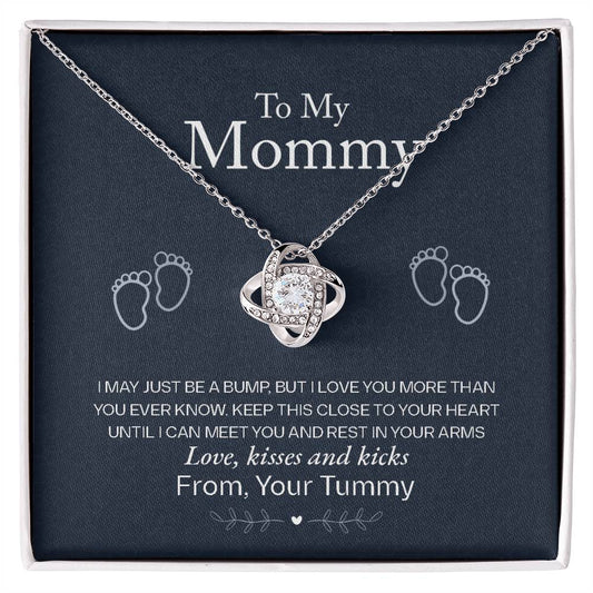 To My Mommy, Love From Your Tummy -Love Knot Necklace - YERTIZZ.COM