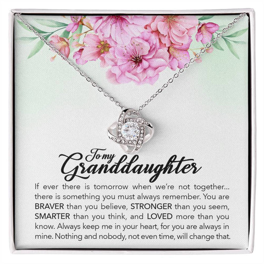 To My Granddaughter, Always Keep Me In Your Heart, -Love Knot Necklace - YERTIZZ.COM