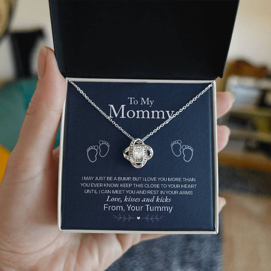 To My Mommy, Love From Your Tummy -Love Knot Necklace - YERTIZZ.COM