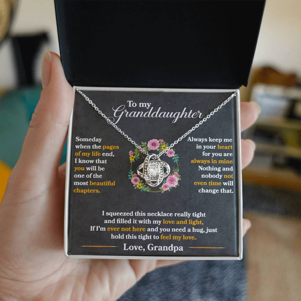 To My Granddaughter, Hold This Tight To Feel My Love -Love Knot Necklace - YERTIZZ.COM