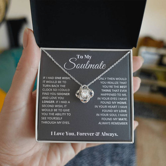 To My Soulmate, In Your Heart I Found My Love -Love Knot Necklace - YERTIZZ.COM