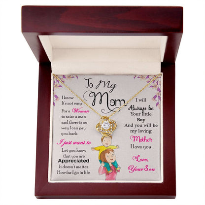 To My Mom, I Will Always Be Your Little Boy -Love Knot Necklace - YERTIZZ.COM