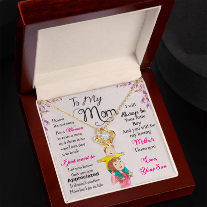 To My Mom, I Will Always Be Your Little Boy -Love Knot Necklace - YERTIZZ.COM