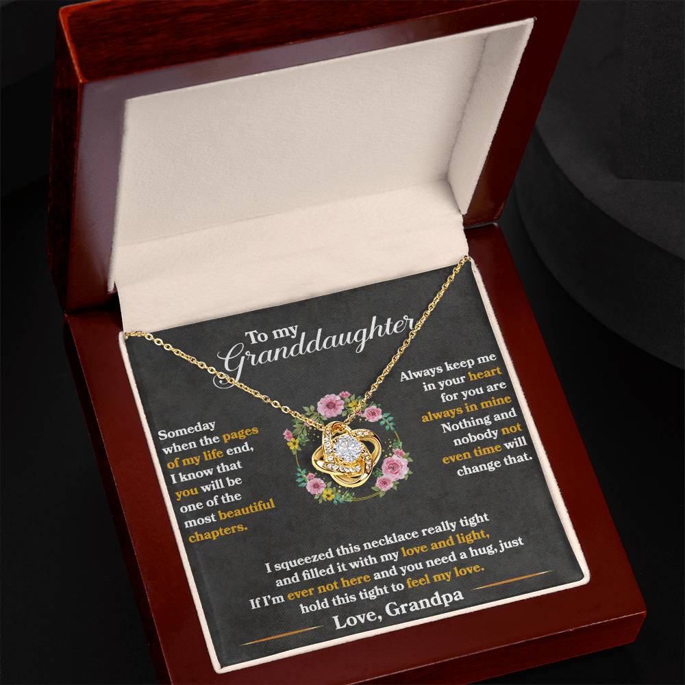 To My Granddaughter, Hold This Tight To Feel My Love -Love Knot Necklace - YERTIZZ.COM