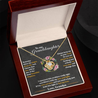 To My Granddaughter, Hold This Tight To Feel My Love -Love Knot Necklace - YERTIZZ.COM
