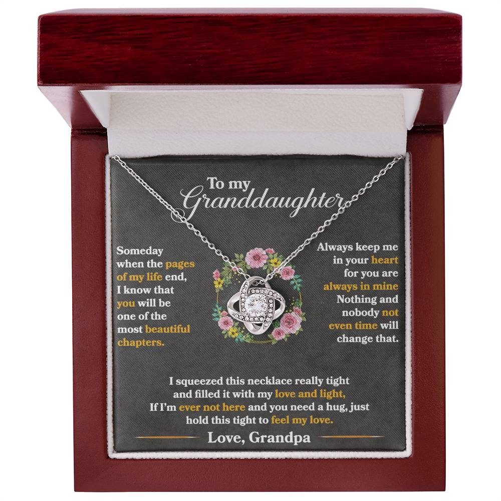To My Granddaughter, Hold This Tight To Feel My Love -Love Knot Necklace - YERTIZZ.COM