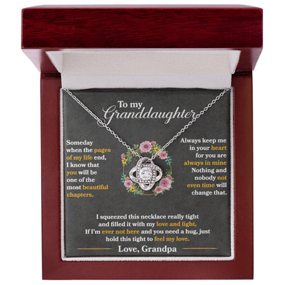 To My Granddaughter, Hold This Tight To Feel My Love -Love Knot Necklace - YERTIZZ.COM