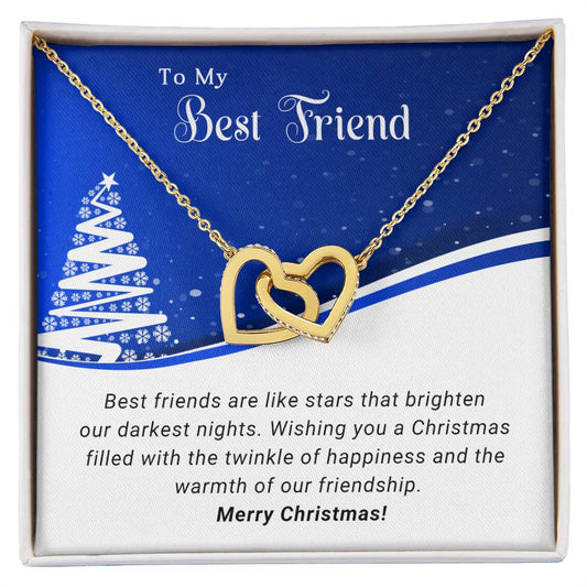 To My Best Friend - Like Stars - Christmas Gift - Interlocking Hearts Necklace