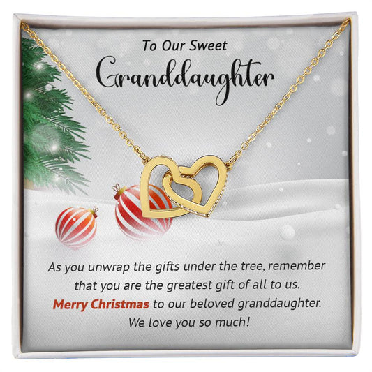 To Our Sweet Granddaughter - Greatest - Christmas Gift - Interlocking Hearts Necklace