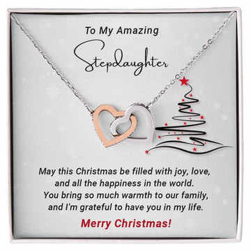 To My Amazing Stepdaughter - Filled with Love - Christmas Gift - Interlocking Hearts Necklace