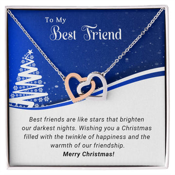 To My Best Friend - Like Stars - Christmas Gift - Interlocking Hearts Necklace